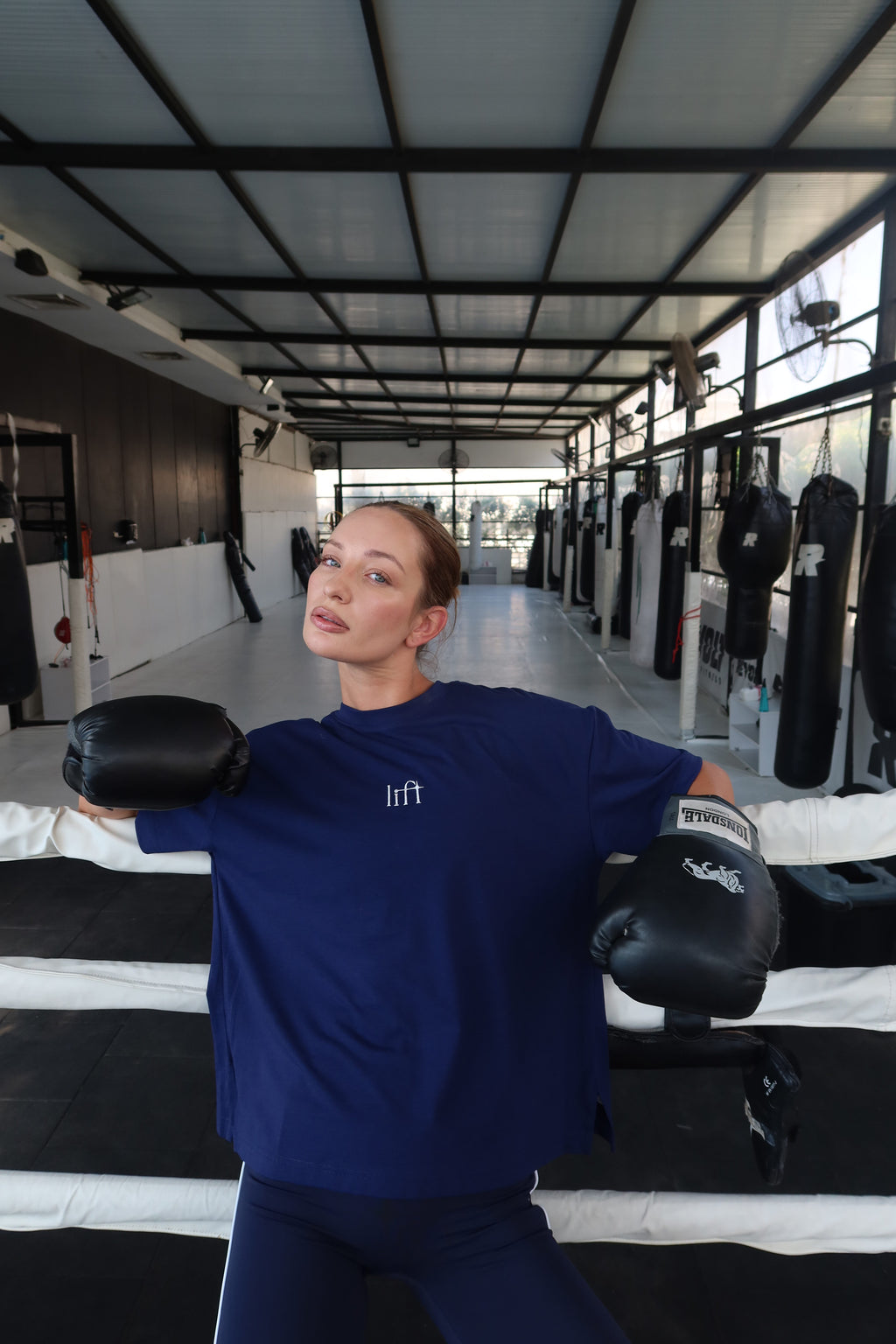 Boxing model in local Egyptian active wear brand Lift